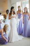 Sheath Lavender Chiffon Bridesmaid Dresses Sweetheart Backless With Ruched