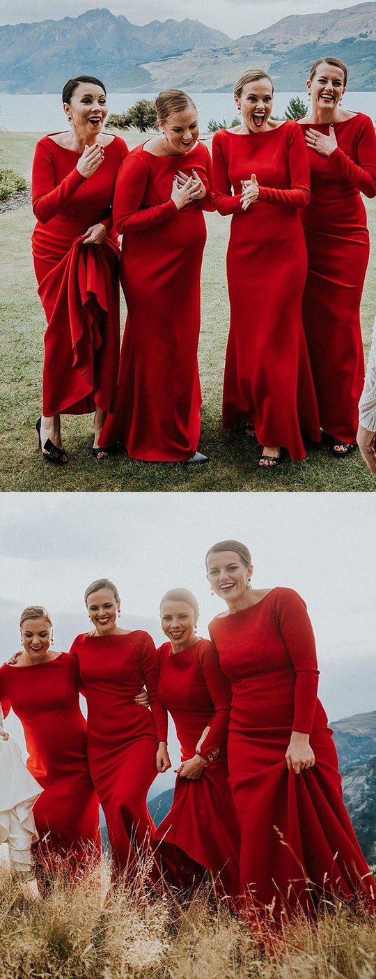 red winter bridesmaid dresses 10 Burgundy Bridesmaid Dresses From Real Weddings