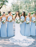 Simple Chiffon Halter Dusty Blue Bridesmaid Dresses under 100