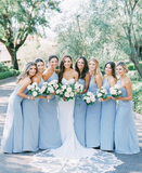 Simple Chiffon Halter Dusty Blue Bridesmaid Dresses under 100