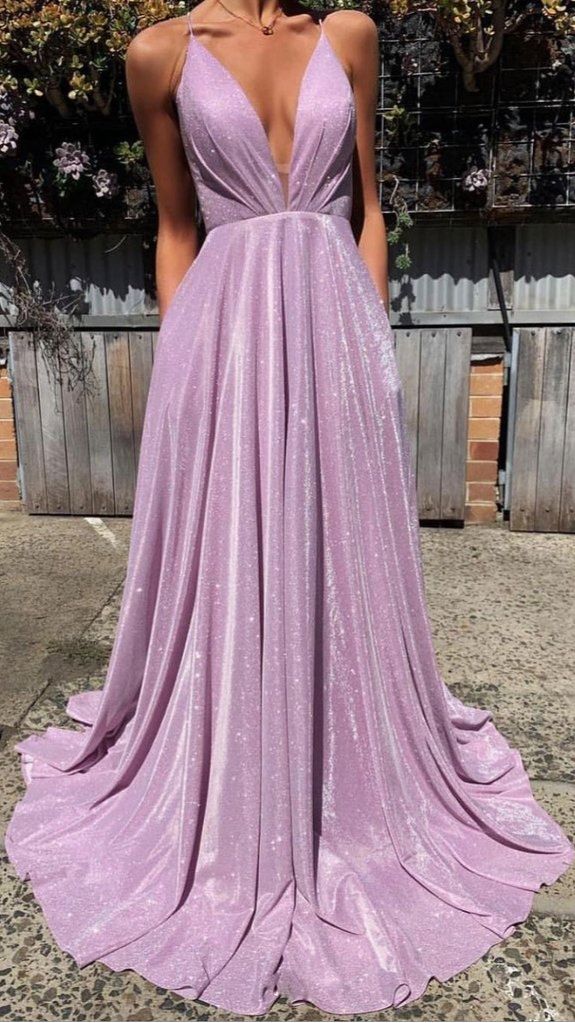 Sparkly Purple Glitter Sequin Prom Dresses Long Evening Gowns