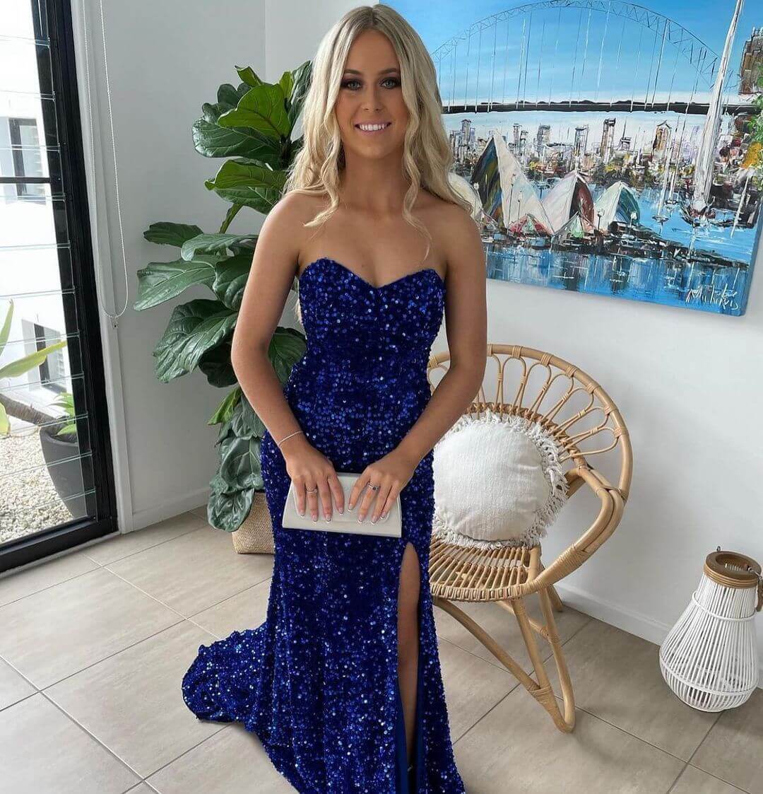 Royal Blue Prom Dresses Strapless