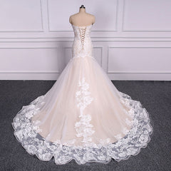 Strapless Mermaid Lace Wedding Dresses Trumpet Bride Dress - MyChicDress