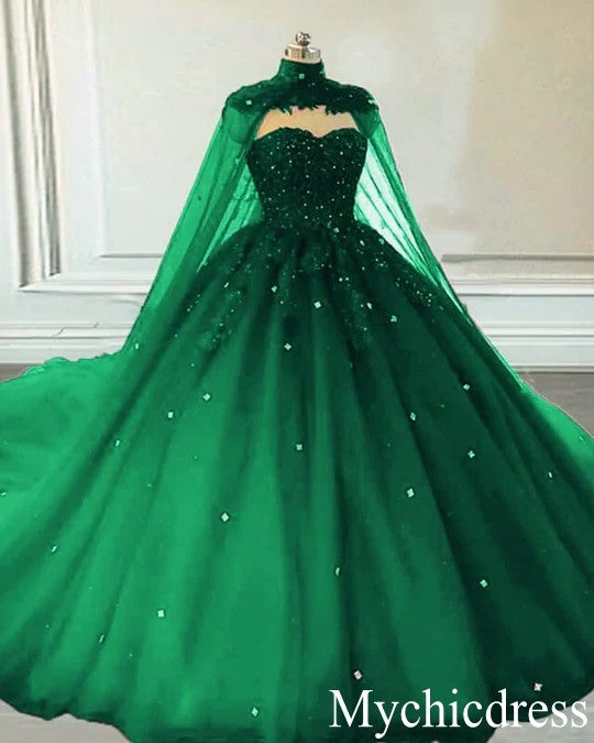 Vestido de fiesta de tul vestidos de quinceaera verde esmeralda crist MyChicDress Vestido de fiesta de tul vestidos de quinceaera verde esmeralda crist MyChicDress