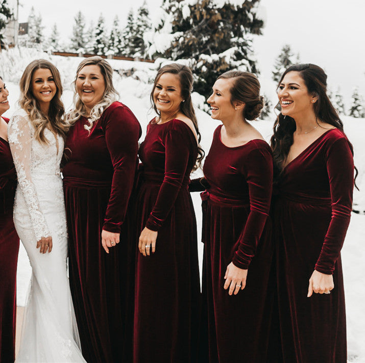 Burgundy Velvet Bridesmaid Dresses