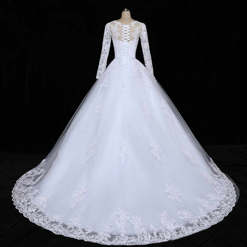 Floral Mermaid Tulle Lace Vintage Long Sleeves Wedding Dresses ...