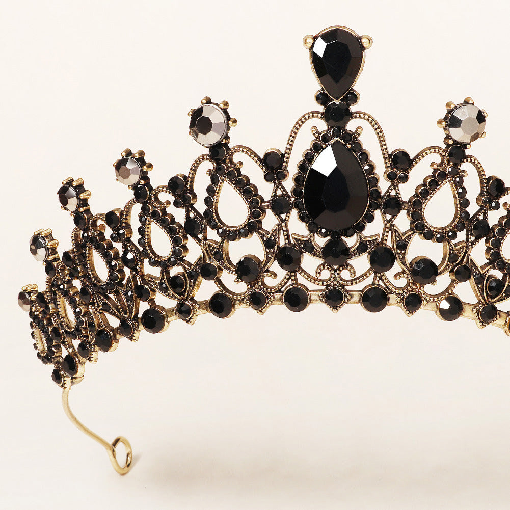 Vintage Handmade Crystal Black Quince Crown Baroque Pearl Bridal Rhinestone Tiara MyChicDress