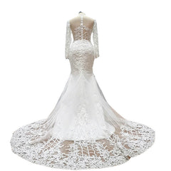 Gorgeous Vintage Wedding Dresses Lace Long Sleeves Mermaid Wedding Gown