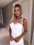 Sexy Floor Length Sleeveless Mermaid Lace White beach Wedding Dresses