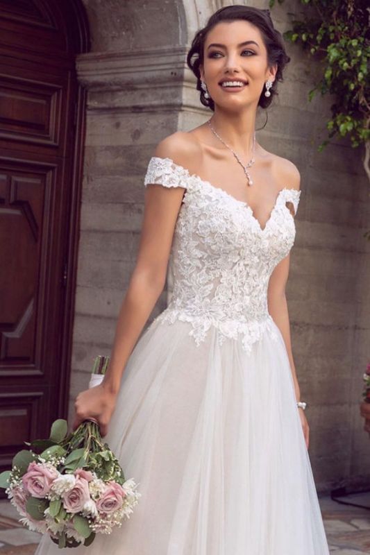 Off The Shoulder Lace Wedding Gowns