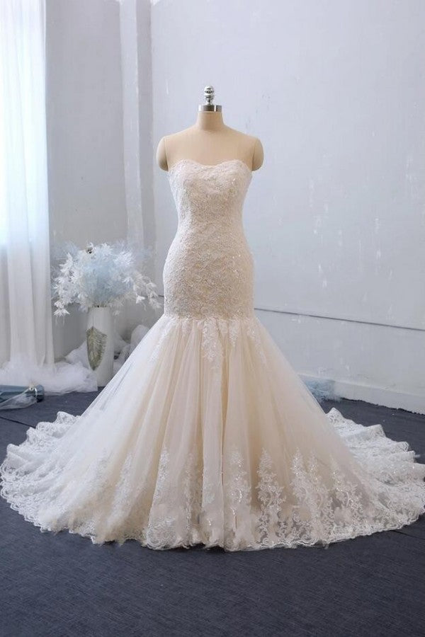 Lace Sequins Ivory Wedding Gowns