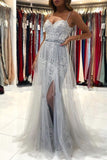 Affordable Sweetheart Tulle Lace Silver Prom Dresses - MyChicDress