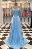 Real Baby Blue Prom Dresses Simple Long Wedding Guest Dresses UK
