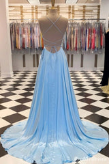 Real Baby Blue Prom Dresses Simple Long Wedding Guest Dresses UK