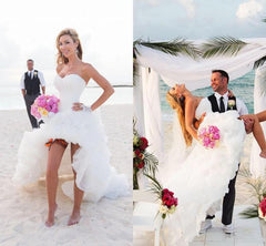 Gorgeous Beach White Short Wedding Dresses Hi Low Flattering Corset Bridal Gowns