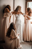 Beach Ivory Lace Wedding Dresses Long Mermaid Bridal Gown