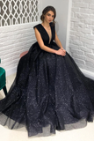 Cheap Black Sequin Prom Dresses 2024 Long Evening Formal Dresses UK