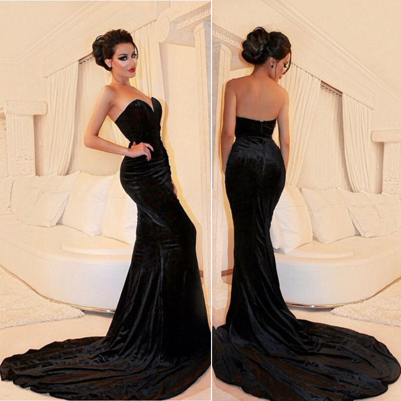 black Velvet Prom Dresses 
