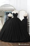 Cheap Ball Gown Black Wedding Dresses Satin Tulle Sleeveless Prom Dress