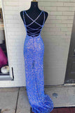 Sexy Iridescent Burgundy Sequin Prom Dresses Straps Glitter Evening Dress uk