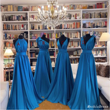 Cheap Beach Chiffon Blue Bridesmaid Dresses Simple Long Wedding Guest Dresses