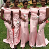 Off the Shoulder Blush Pink Bridesmaid Dresses Long Wedding Guest Dresses