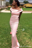 Off the Shoulder Blush Pink Bridesmaid Dresses Long Wedding Guest Dresses