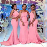 Mismatched Blush Pink Bridesmaid Dresses Mermaid Long Wedding Guest Dress