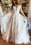 Sheath Lace Boho Beach Wedding Dresses Casual Long Wedding Gown