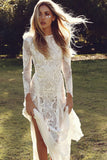Cheap Lace Bohemian Bridal Gowns UK Long Sleeves Vintage Wedding Dress