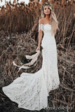 Off the Shoulder Lace Beach Boho Wedding Dresses Mermaid Bridal Wears