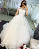 Hot Ball Gown Lace Wedding Dresses Long Sleeves Bridal Wear