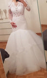 Mermaid Lace Long Sleeves Brial Wears Appliques Tulle Gowns