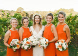 Cheap Orange Bridesmaid Dresses Long Straps Chiffon Sleeveless