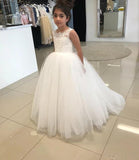 Hot Lace Appliques Sleeveless Flower Girl Dresses For Weddings Girls Pageant Dress