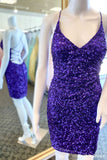 Cheap Royal Blue Short Homecoming Dresses Sequin Hoco Party Dress
