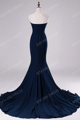 Floor Length Sweetheart Chiffon Navy Blue Bridesmaid Dresses