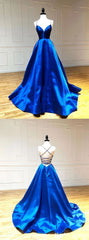 2024 Cheap UK A Line Prom Dresses Royal Blue Simple Evening Dresses