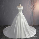 Simple Satin Wedding Dress  Off the Shoulder Bridal Gown
