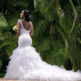Vintage Sequin Mermaid South Africa Wedding Dresses with Ruffles Train