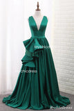 Hot Floor Length V Neck Sleeveless Sexy Green Prom Evening Dresses