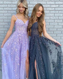 Sheath Sleeveless Corset Lace Prom Dresses Lilac Sweetheart Formal Dress