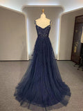 Black A-line Prom Dress Lace Applique Sweetheart Tulle Evening Dress UK