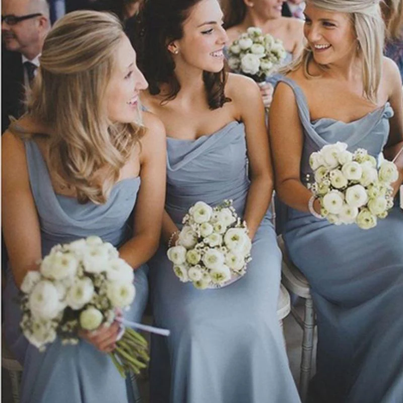 Dusty Blue Chiffon Bridesmaid Dresses UK