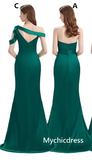 Elastic Satin Emerald Green Bridesmaid Dresses Off-the-shoulder Strapless