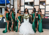 Multiway Elastic Satin Emerald Green Bridesmaid Dresses Mismatched