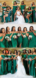 Sexy Black Girl Emerald Green Bridesmaid Dresses Off Shoulder Mermaid Soft Satin