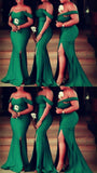 Emerald Green Bridesmaid Dresses Off the Shoulder Wedding Guest Dress