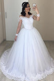 Ball Gown Lace Wedding Dresses Tulle Long Sleeves Bridal Wear