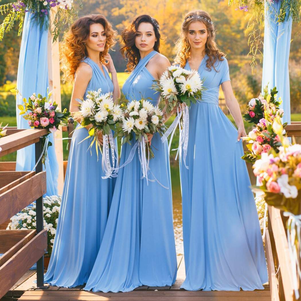 Convertible Sky Blue Bridesmaid Dress